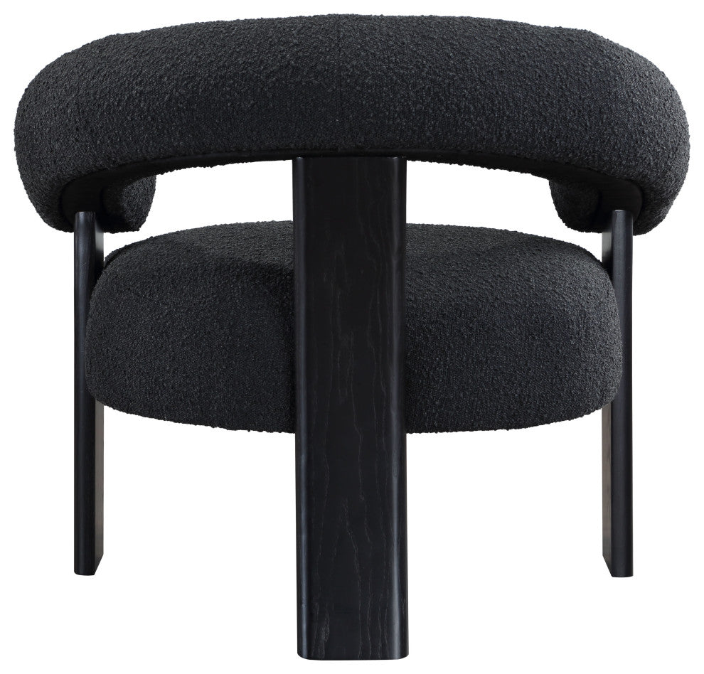 Winston Boucle Fabric Upholstered Accent Chair, Black, Black Finish
