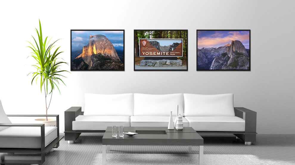 Half Dome California Landscape Photo Print on Canvas with Picture Frame, 28"x37"