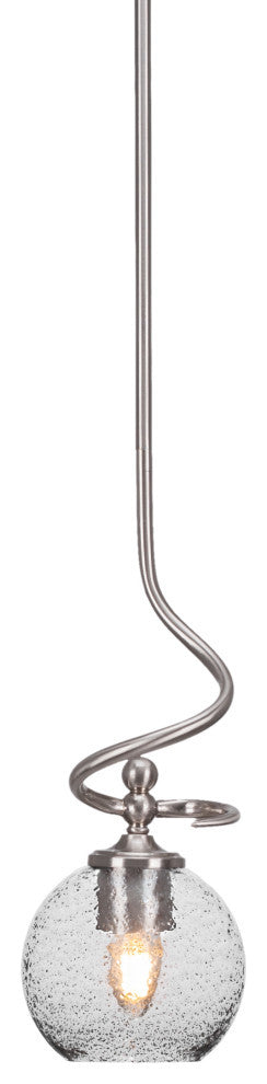 Capri Stem Mini Pendant Shown In Brushed Nickel Finish With 5.75" Smoke Bubble