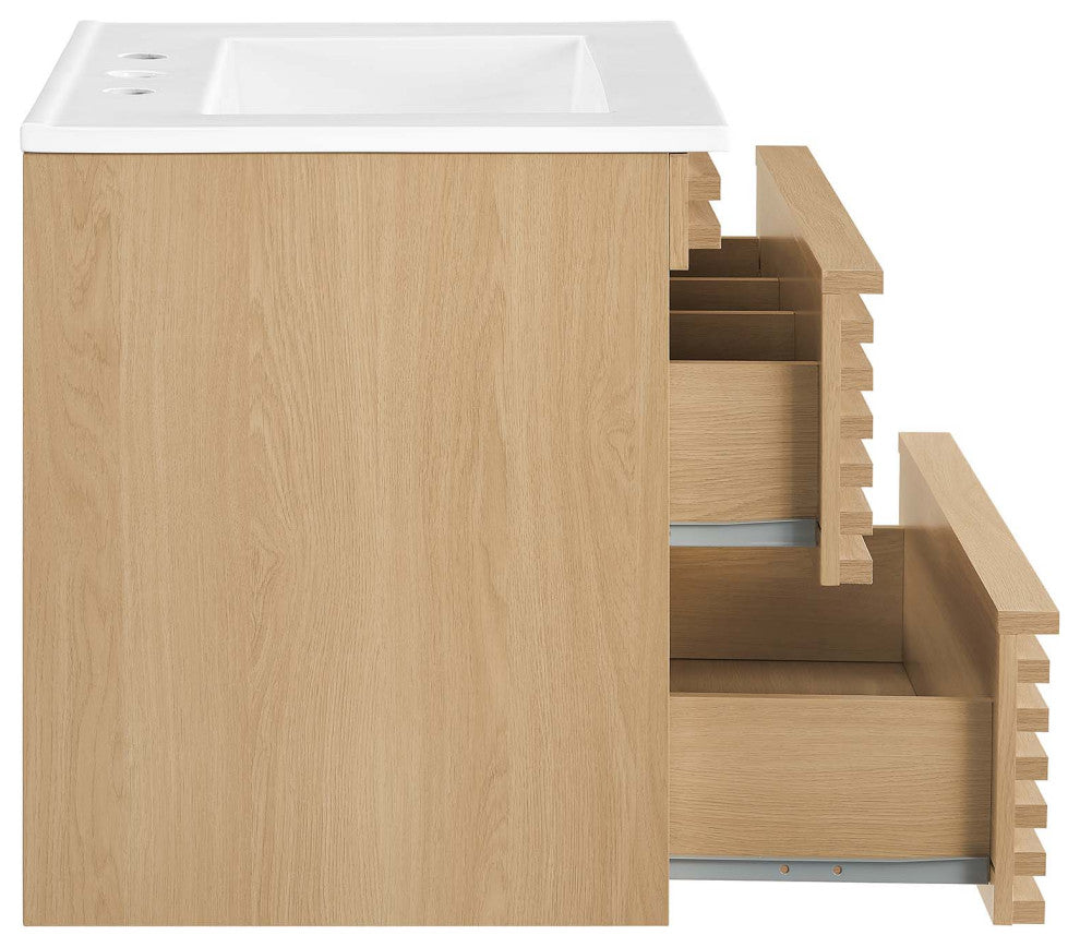 Render 24" Wall-Mount Bathroom Vanity, Oak White