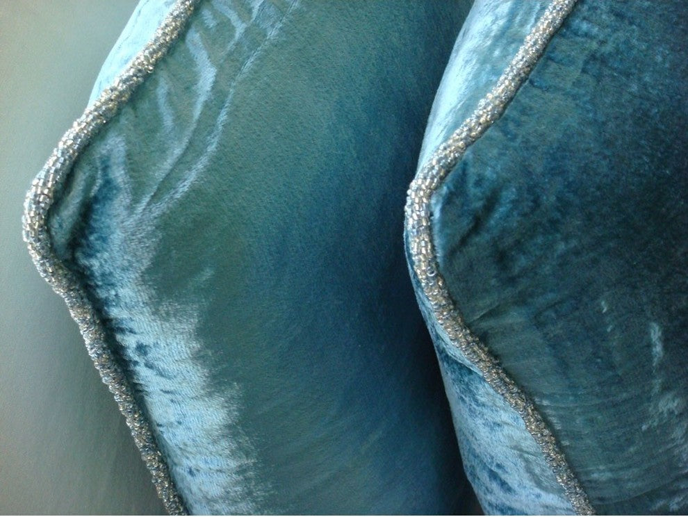 Throw Pillow Covers 18" x 18" Pillowcase Blue Velvet Solid Color - Blue Shimmer