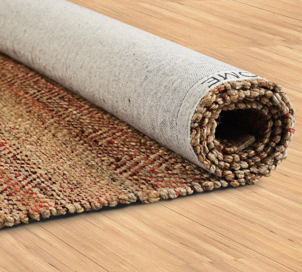 5" x 8" Burgundy and Tan Ombre Area Rug