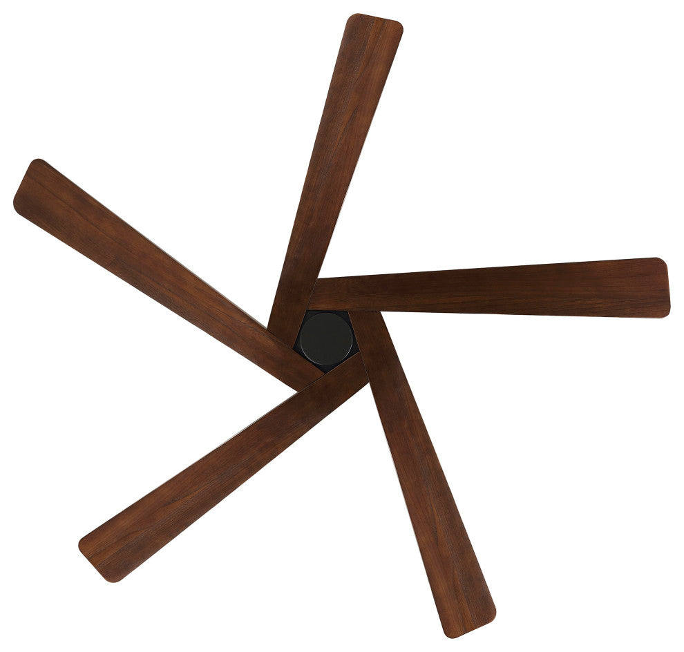 64" Reversible 5-Blade DC Ceiling Fan With Remote Control, Black/Walnut
