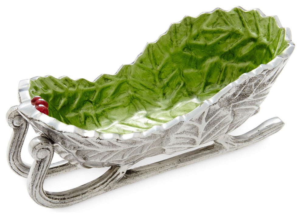 Holly Sprig 8" Sleigh Bowl, Mojito