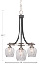 Paramount 3-Light Chandelier, Matte Black & Brushed Nickel, 6" Smoke Bubble
