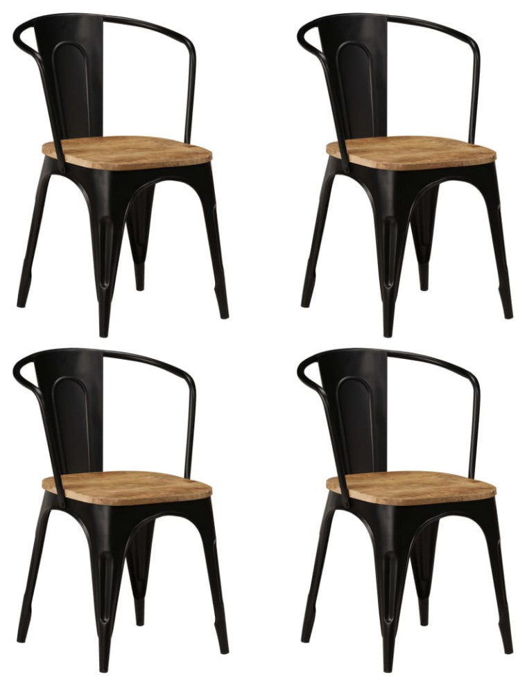 vidaXL Dining Chairs 4 pcs Black Solid Mango Wood