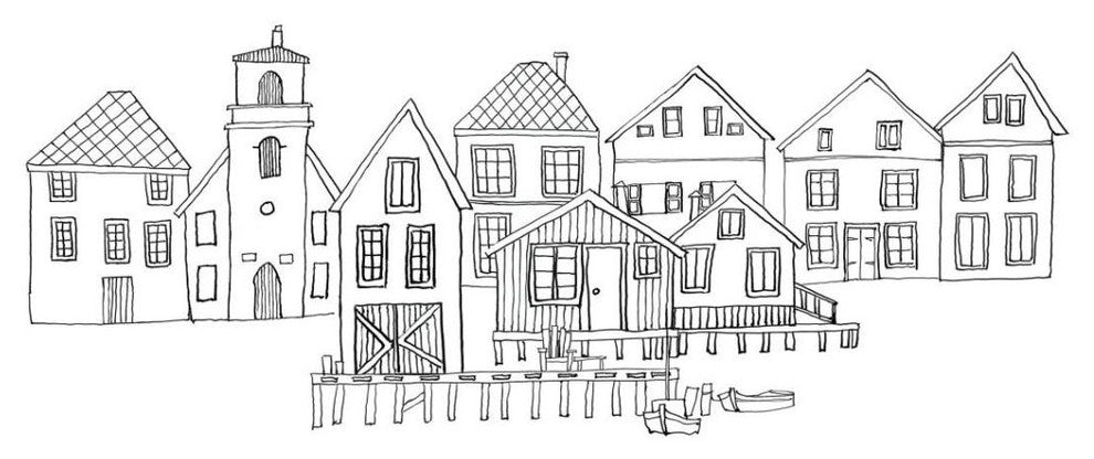 "Nordic Village III Horizontal v2" Digital Paper Print by Avery Tillmon, 37"x30"