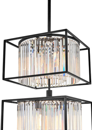 Hinkley 50.25" Giada Multi-Tier Modern Chandelier, Black + Prismatic Crystals