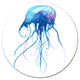 Light Blue Jellyfish Watercolor, Animal Disc Metal Wall Art, 23"