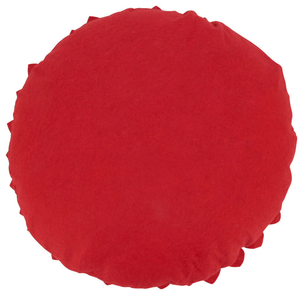 Felt Flower Design Throw Pillow, 16"x16", Red