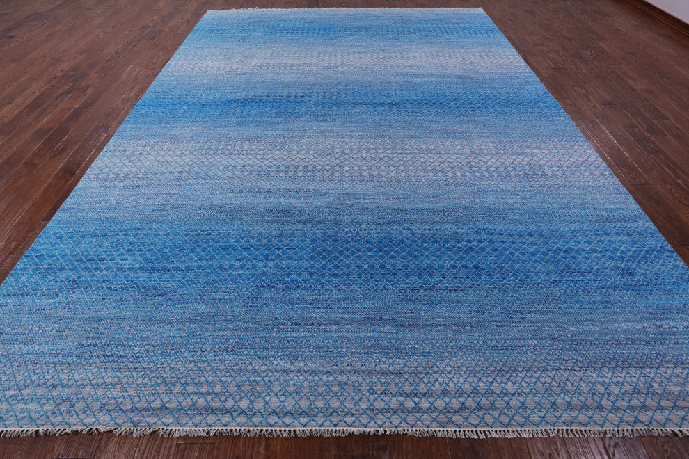 10' 2" X 14' 2" Savannah Grass Hand-Knotted Wool Rug - Q13195
