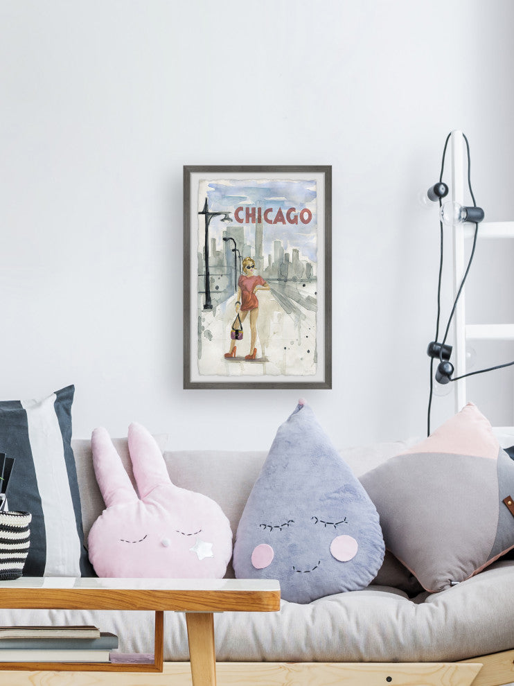 "Posing by the Lakefront" Framed Painting Print, 16x24