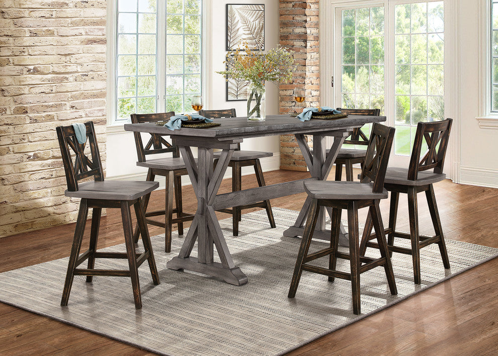 Kaden Dining Room Collection, Counter Height Dining Swivel Chairs, Set of 2, Bla