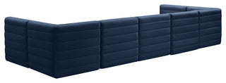 Quincy Velvet Upholstered 7-Piece U-Shaped Modular Sectional, Navy