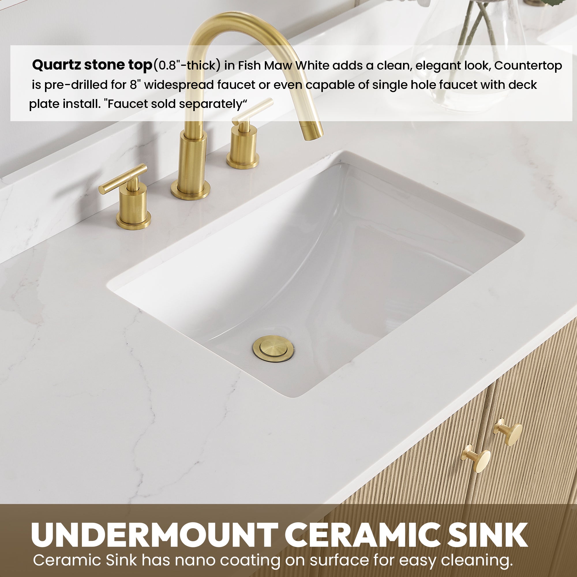 Oza Bath Vanity with Quartz Stone Top, Aged Natural Oak, 72", Double Vanity, No Mirror