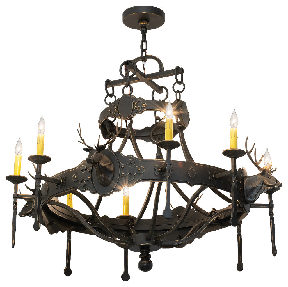 40" Wide Stag 8 Light Chandelier