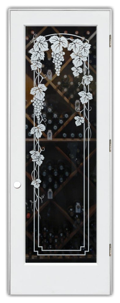 Wine Door - Vineyard Grapes Trellis - Primed - 28" x 84" - Knob on Left -...