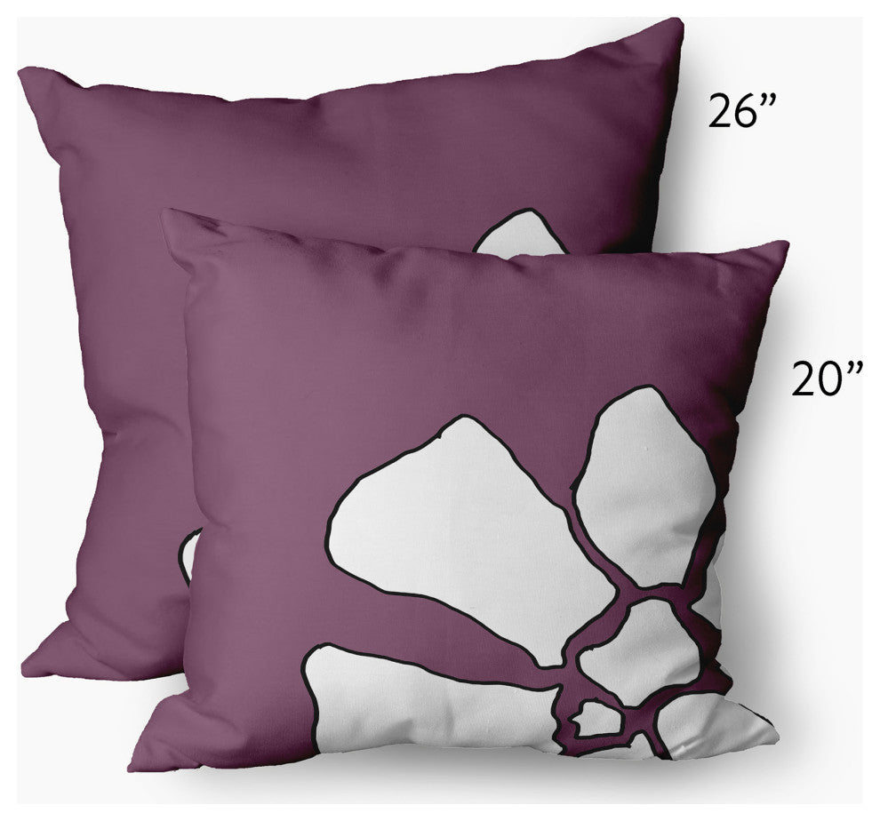 Petal Lines Indoor/Outdoor Throw Pillow, Purple, 20x20"