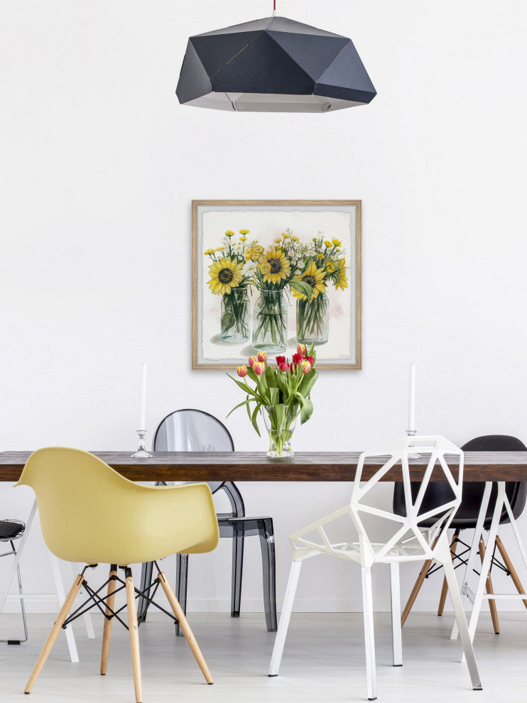 "Sunflowers, Glass Jars II" Framed Painting Print