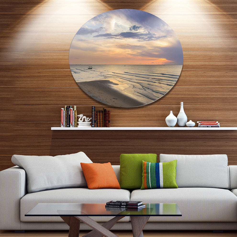 Calm Sunset In Thailand Beach, Landscape Round Wall Art, 23"