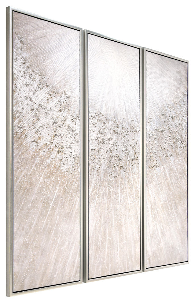 Silver Pellets Textured Metallic Hand Painted Canvas Wall Art, Mar-Cb9811-2060-3f