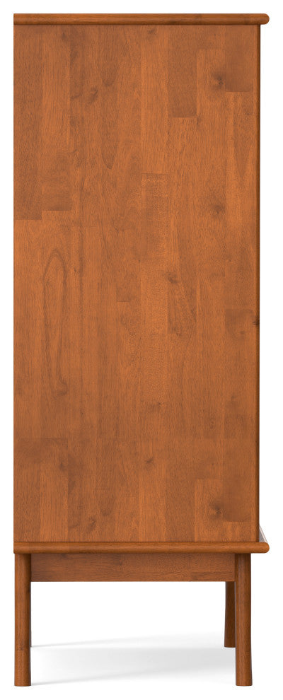 Draper Solid Hardwood Mid Century Bar Cabinet, Teak Brown