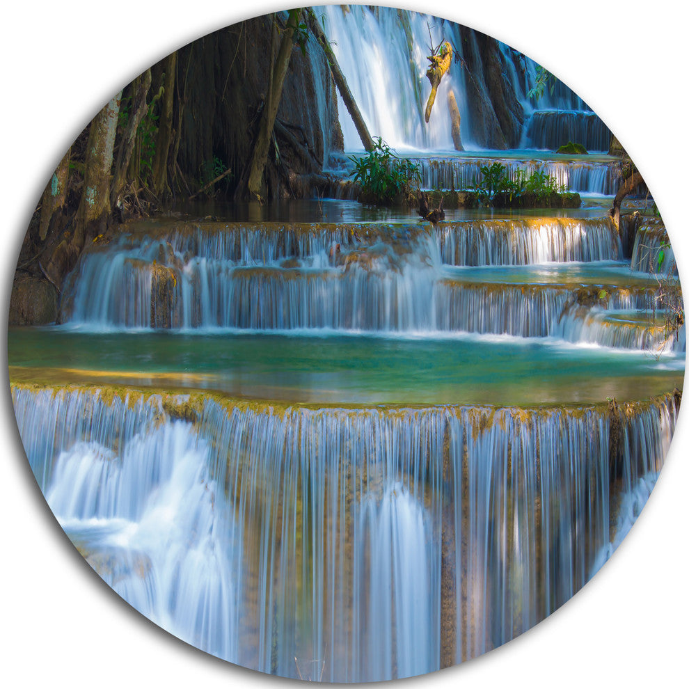 Deep Forest Waterfall Thailand, Landscape Photo Round Wall Art, 23"