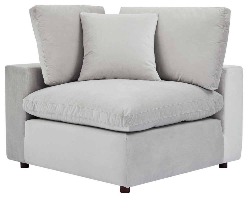 Loveseat Sofa, Velvet, Gray, Modern, Living Lounge Hotel Lobby Hospitality