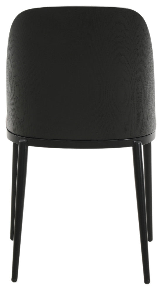 LeisureMod Tule Dining Side Chair With Upholstered Seat and Steel Frame, Black/Charcoal