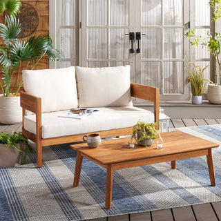Safavieh Theo Bench And Table, Natural/Taupe