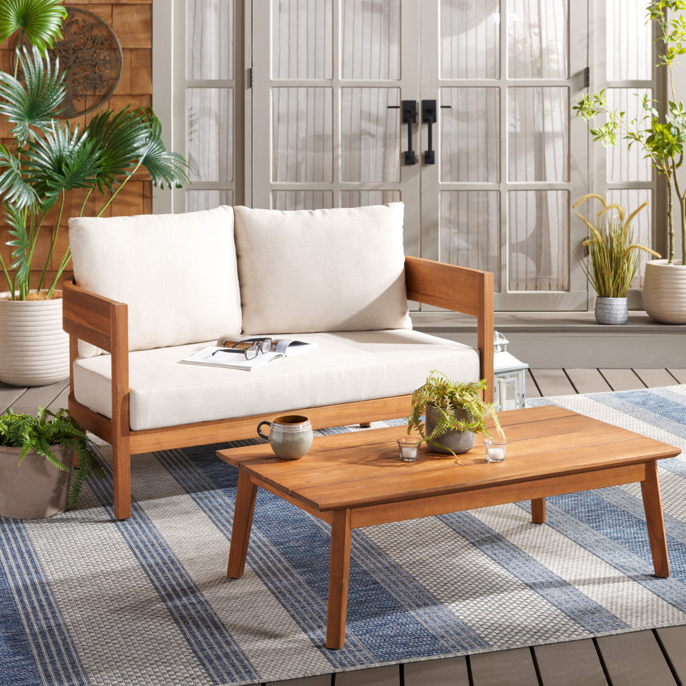 Safavieh Theo Bench And Table, Natural/Taupe