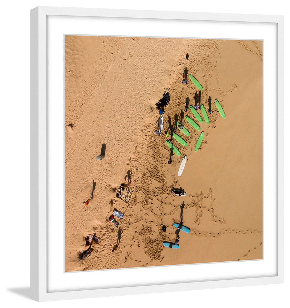 "Green Surf Boards" Framed Print by Karolis Janulis