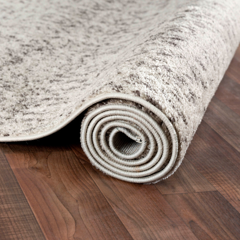 Murillo Abstract Waterfalls Rug - Cream and Taupe - 7' 10" X 9' 10"