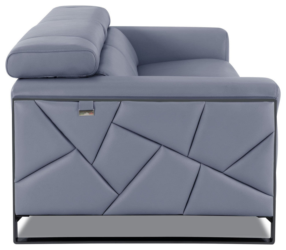 Trento Genuine Italian Leather Modern Sofa Light Blue