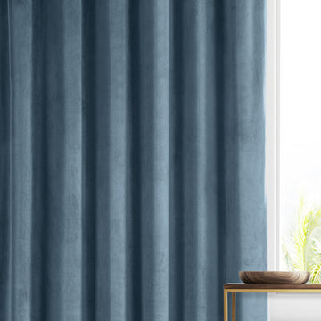 Signature Plush Velvet Blackout Curtain Single Panel, Oxford Blue, 50wx84l