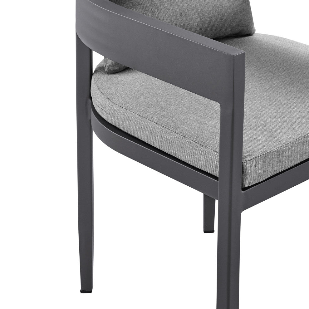 Argiope Outdoor Patio 5-Piece Dining Table Set, Aluminum With Gray Cushions