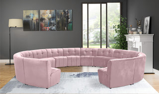 Limitless Velvet Upholstered 14-Piece Modular Sectional, Pink