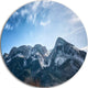 Winter Mountains With Sun Flare, Landscape Round Metal Wall Art, 36"