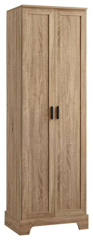 23 in. W x 71 in. H MDF Bathroom Storage Cabinet with Two Doors, Brown
