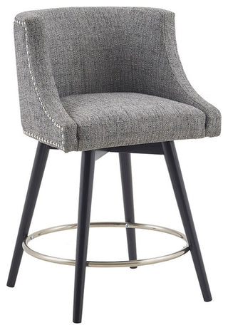 Madison Park Mateo Barrel Style Swivel Counter Stool, Grey