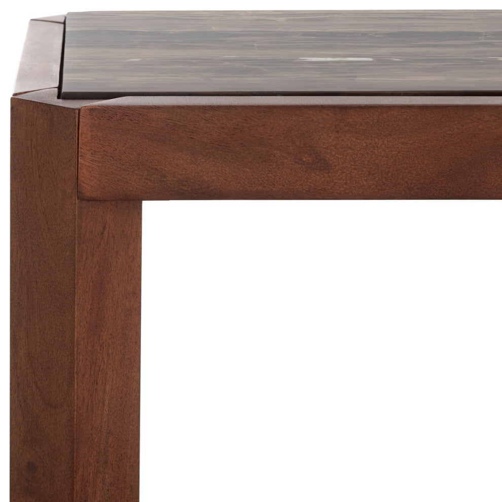 Safavieh Couture Bernardi Marble Top Console Table, Walnut/Brown