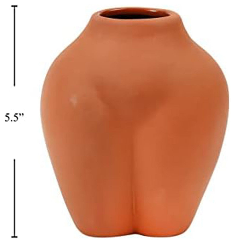 Ceramic Body Flower & Plant Vase, 4.33"L x 5.12"H x 3.27"W, Orange