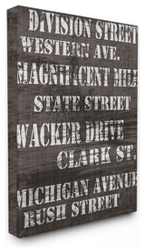 "Division St Distressed Chicago Streets" Stretched Canvas Wall Art