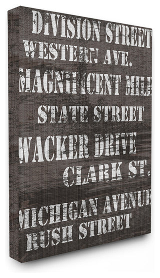 "Division St Distressed Chicago Streets" Stretched Canvas Wall Art