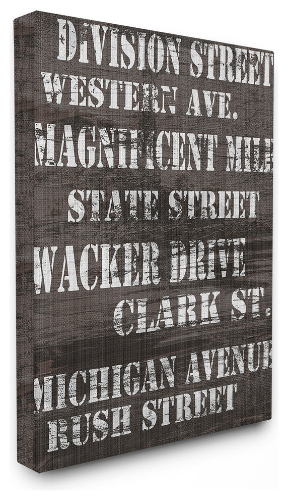 "Division St Distressed Chicago Streets" Stretched Canvas Wall Art