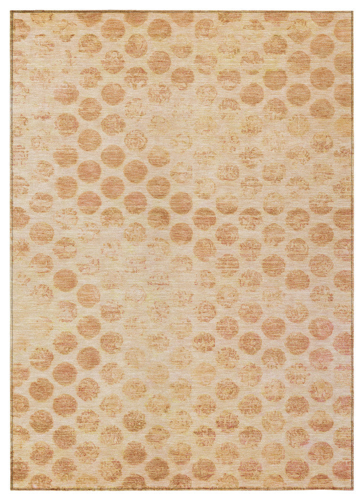 Machine Washable Indoor/Outdoor Chantille ACN1642 Peach 5' x 7'6" Rug