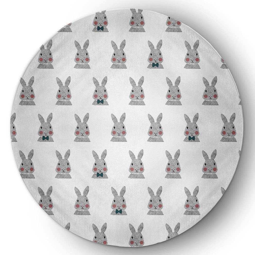 Bunny Fluffle Easter Chenille Rug, Ocean Abyss Green, 5' Round