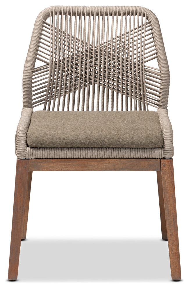 Ronnell Gray Woven Rope Mahogany Dining Side Chair