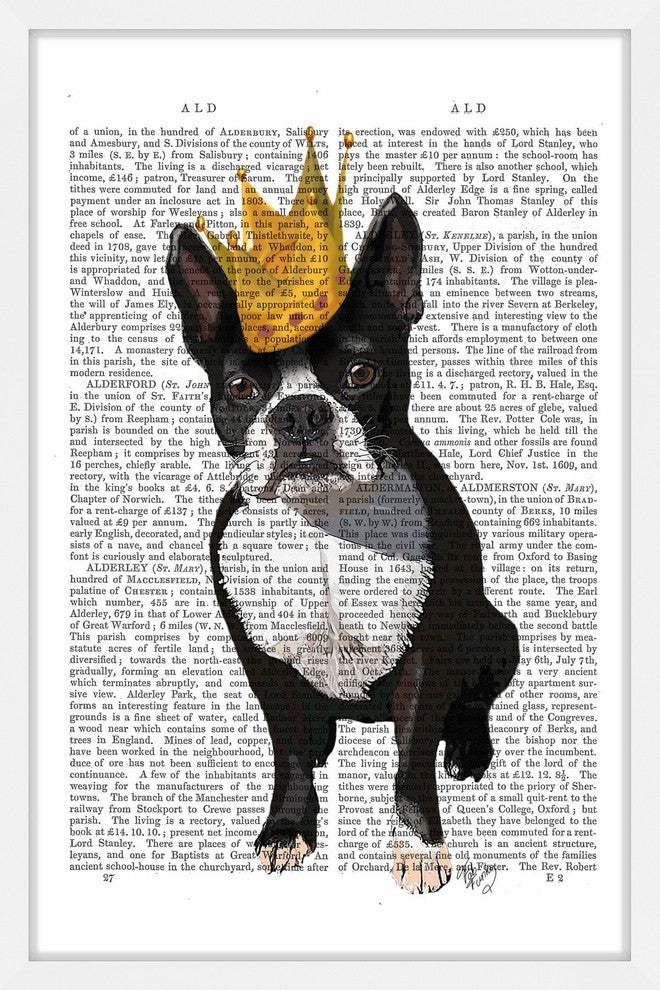 "Boston Terrier Crown" Framed Painting Print, 20"x30"