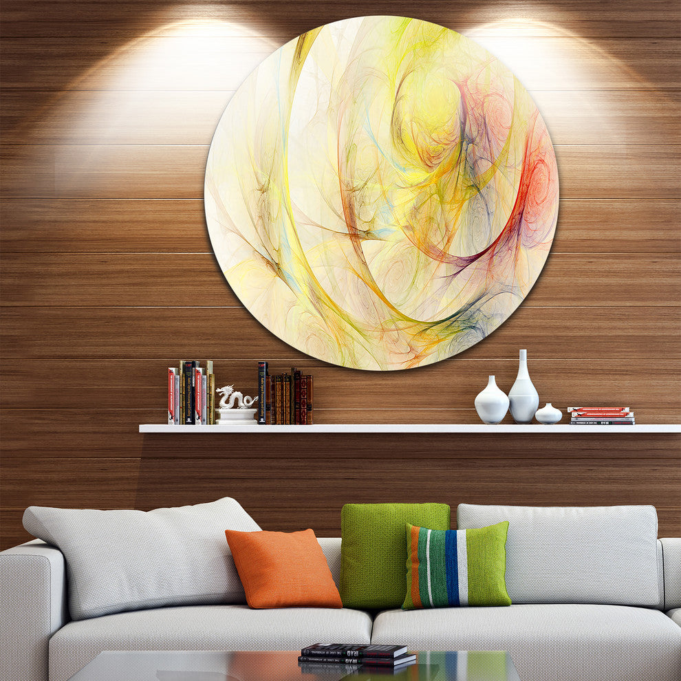 Yellow Storm Sky, Abstract Digital Art Round Wall Art, 23"